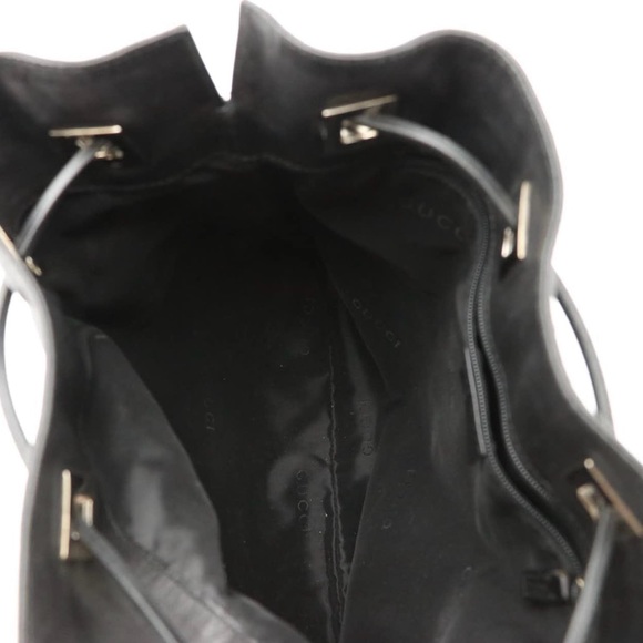 Gucci Drawstring chain link bucket shoulder bag black leather - Picture 4 of 6